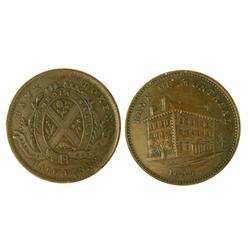 Breton # 524, CH-LC-10b1, half penny 'Side view'. Brown AU perhaps better.  Excessively scarce and s