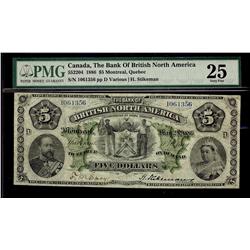 The Bank of British North America 1886 $5 #1061356 CH-55-22-04 PMG VF25.