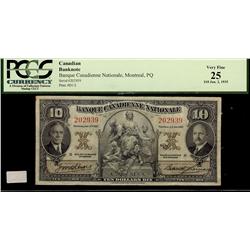 Banque Canadienne Nationale 1935 $10 #202939 CH-85-14-04, PCGS VF25.