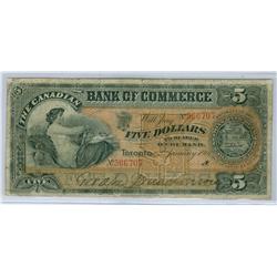 The Canadian Bank of commerce 1901 $5 #566707 CH-75-14-06, CCCS F15. A nice problem free example. Sc