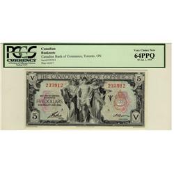 The Canadian Bank of Commerce 1935 $5 #233912 CH-75-16-18-02 PCGS CH-64PPQ.