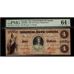 The Colonial Bank of Canada 1859 $4 #668 CH-130-10-04-08 PMG CH UNC64.