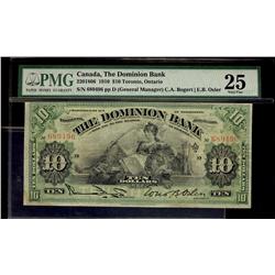 The Dominion Bank of Canada 1910 $10 #689496 CH-220-18-06 PMG VF25
