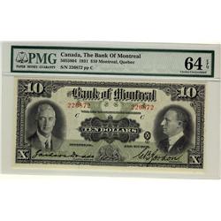 The Bank of Montreal 1931 $10 #226872 CH-505-58-04 PMG CH UNC64 EPQ.