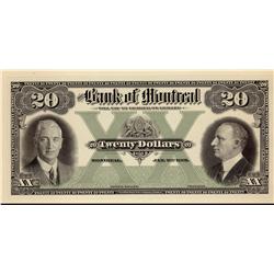 The Bank of Montreal 1931 $20 CH-505-58-06P Front Proof.