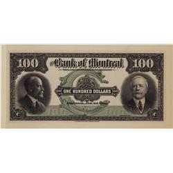 The Bank of Montreal 1931 $100 CH-505-58-10P Front Proof.