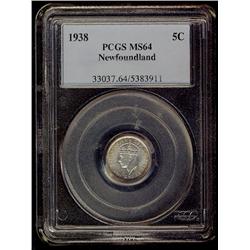 1938 NFLD 5¢ PCGS MS64