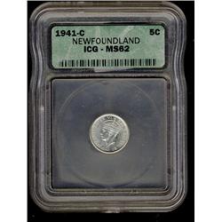 1941c NFLD 5¢ ICG MS62.  Blast white.