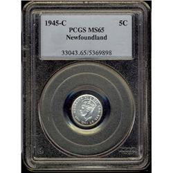 1945c NFLD 5¢ PCGS MS65