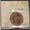Image 1 : 1912 1¢ ICCS MS63RB.  Nice lustrous example.