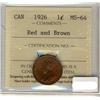 Image 1 : 1926 1¢ ICCS MS64RB.  Key date coin with superb eye appeal.