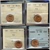 Image 1 : 1938, 1939 & 1952 1¢ ICCS MS65 and 1939 1¢ CCCS MS65.  Lot of 4 coins all full red.