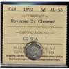 Image 1 : 1892 5¢ Obv 2 ICCS AU55.  Designated, Cleaned.