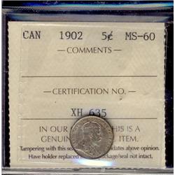 1902 5¢ ICCS MS60.