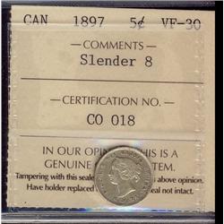1892 5¢ Obv 2 ICCS MS60.  Light golden tone and lustrous.