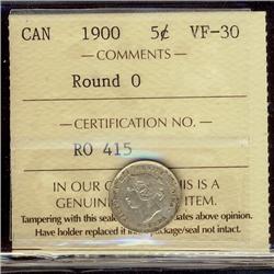 1900 5¢ Round 0 ICCS VF30.