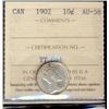Image 1 : 1902 10¢ ICCS AU58. White with full lustre.