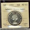 Image 1 : 1953 50¢ SmDate ICCS MS63 Heavy Cameo.
