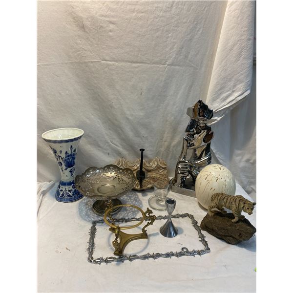 Blue delft vase and other home decor