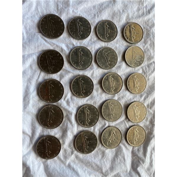 $20 Canadian $1 coins