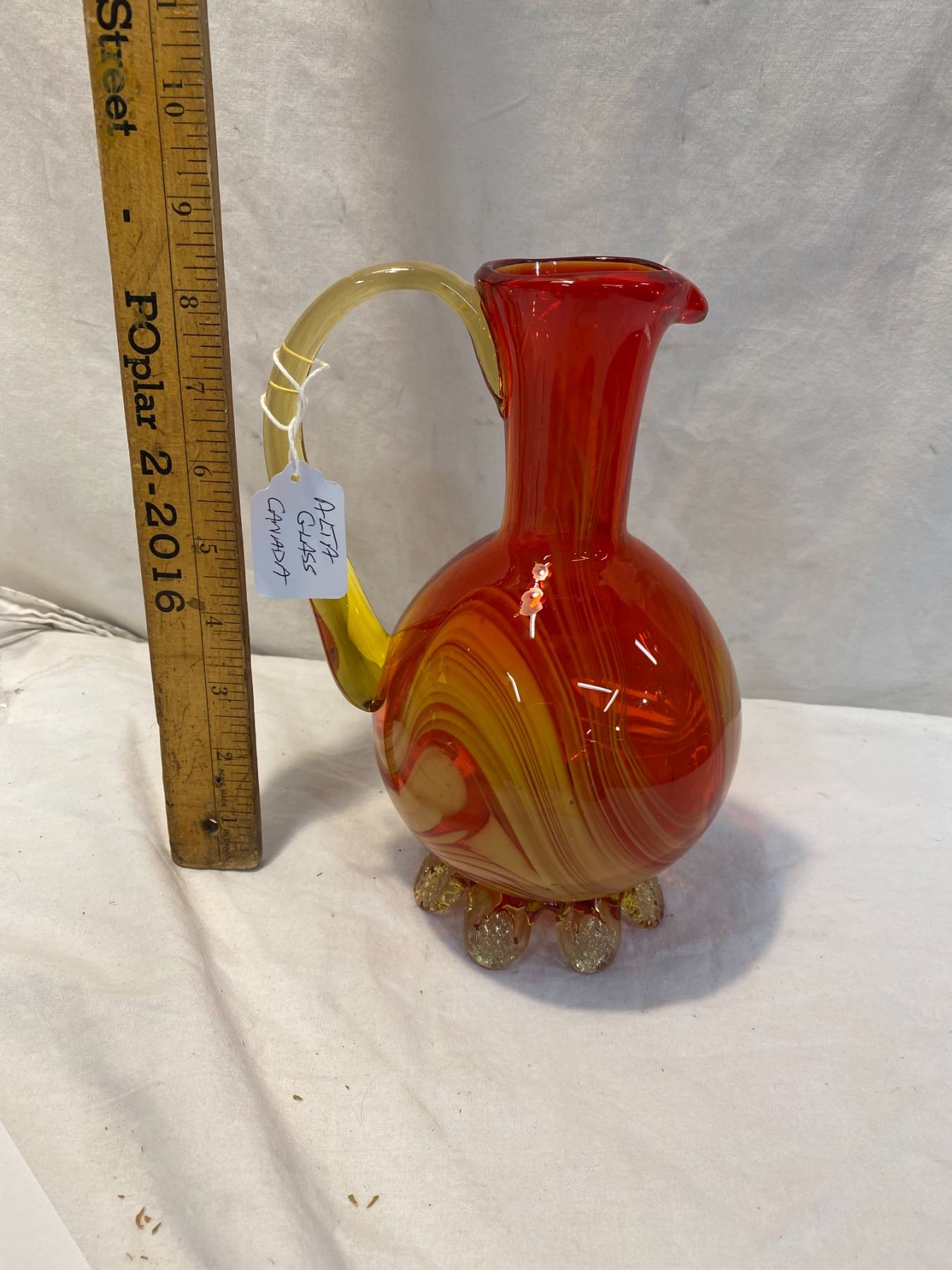 Altaglass Canada red/orange glass jug 9 inch
