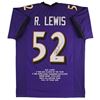 Image 1 : RAY LEWIS SIGNED RAVENS CAREER STATS PRO STYLE JERSEY (BECKETT COA)