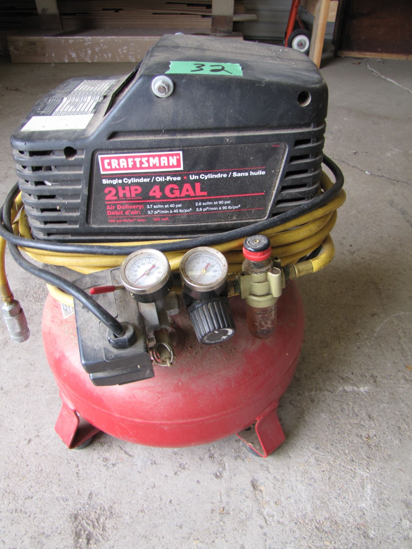 Craftsman 2 horsepower 4 gallon pancake air compressor