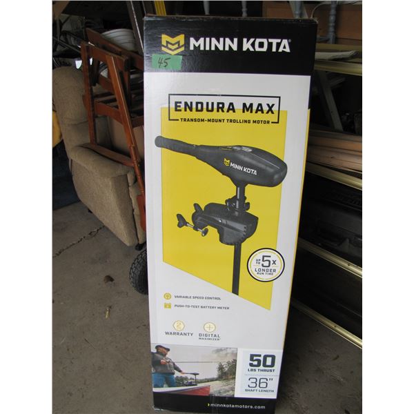 Minnkota endura Max transom mount trolling motor 36 inch looks like the box has never been opened