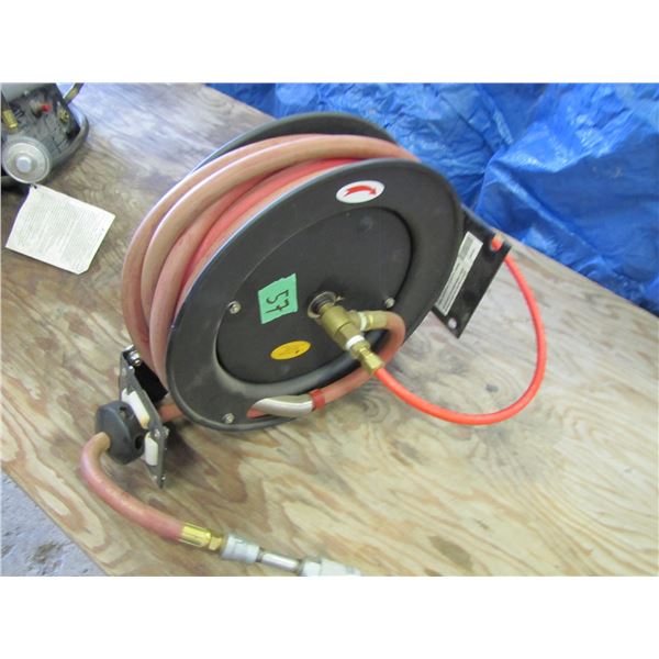 Retractable air hose reel with 3/8 inch by 25 foot hose