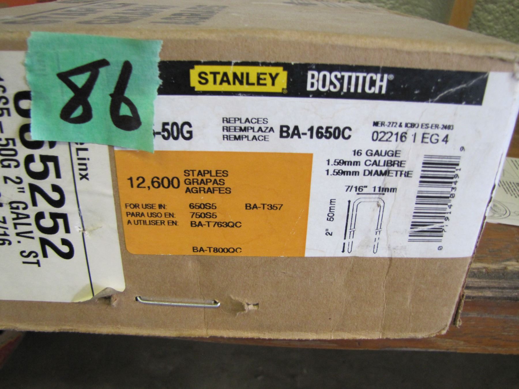 Close to a full box of 16 gauge 2 inch staples