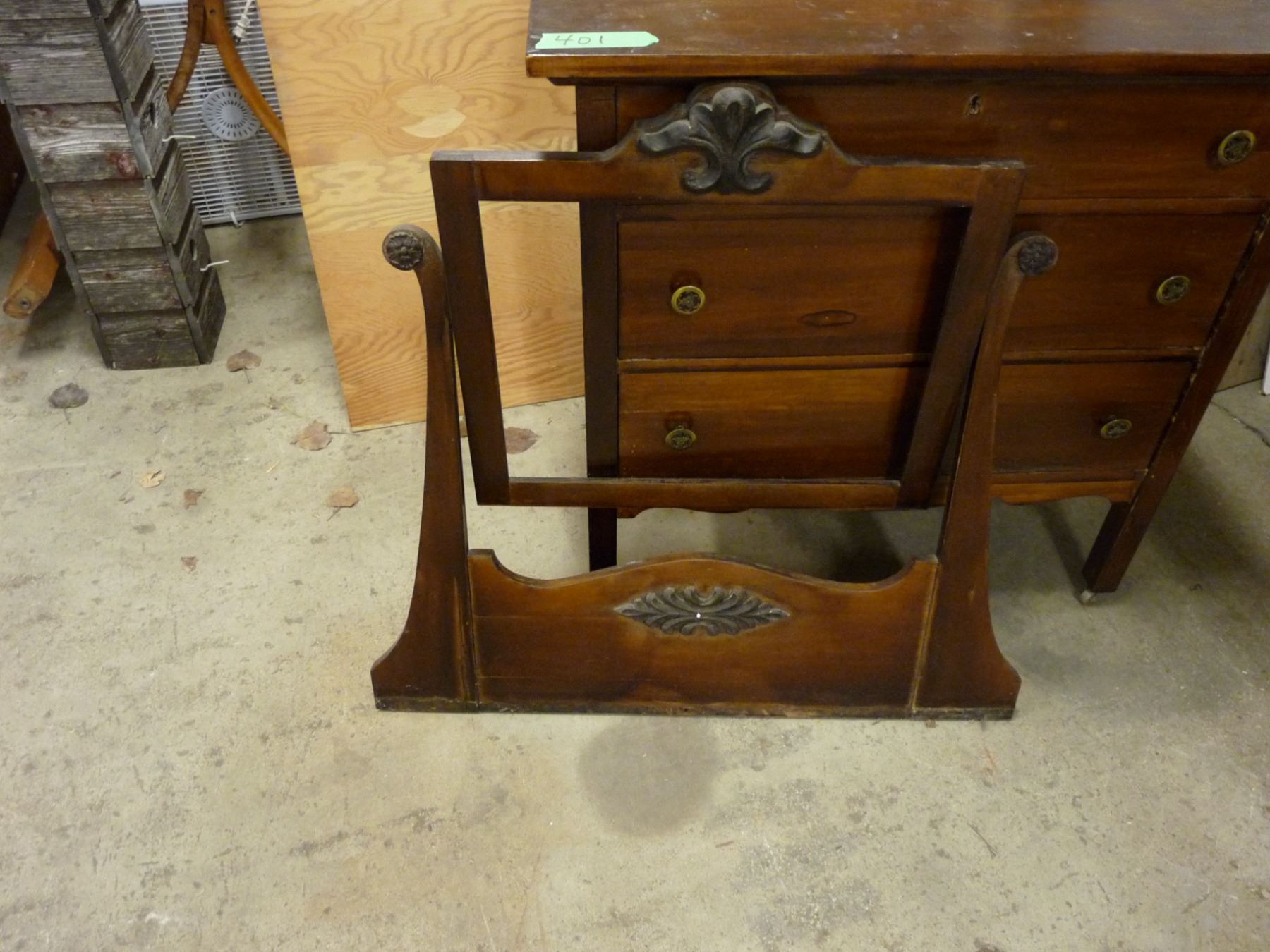 Wood dresser with mirror frame no mirror