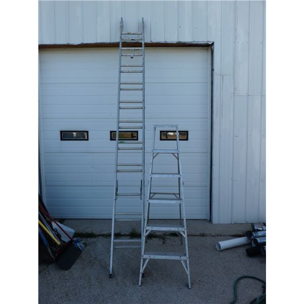 20 foot aluminum ext ladder and six foot aluminum step ladder