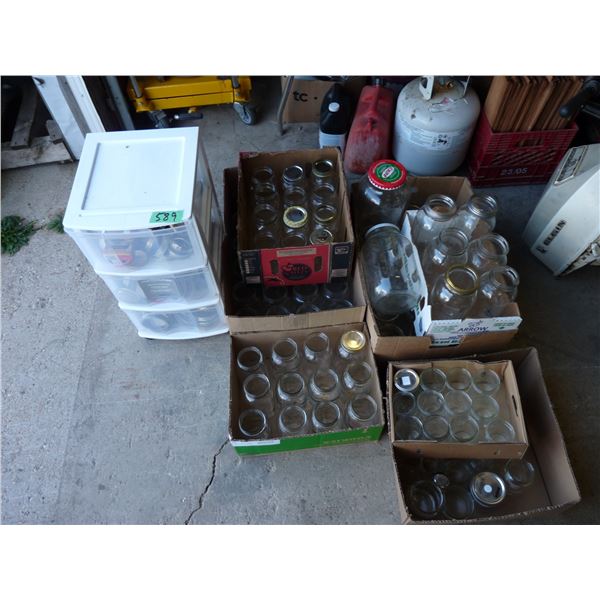Lot of canning jars and lids