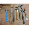 Image 1 : Lot with hammers ; nail pullers; axe etc