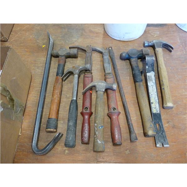lot with hammers; nail pullers; pry bars etc