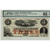 Image 1 : The Bank of Clifton 1859 $3 #8223 CH-125-10-04-04, PMG Gem UNC65 EPQ.