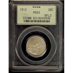 1912 NFLD 20¢ PCGS MS63