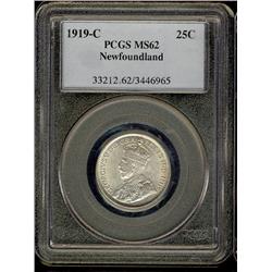 1919c NFLD 25¢ PCGS MS62
