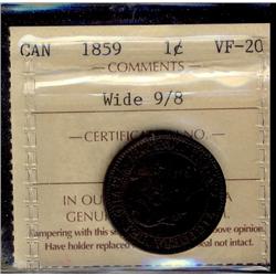 1859 1¢ Wide 9/8 ICCS VF20