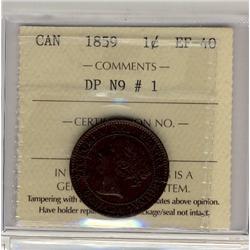 1859 1¢ DP N9 #1 ICCS EF40.