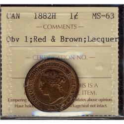 1882H 1¢ ICCS MS63RD, Obv 1, Lacquered.