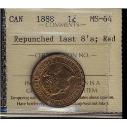 1888 1¢ Repunched last 8's ICCS MS64RD.