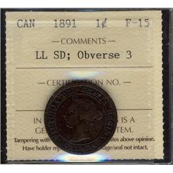 1891 1¢ LL SD Obv 3 ICCS F15.