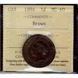 1894 1¢ ICCS MS60BN.