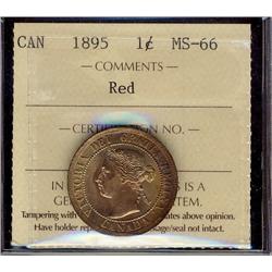 1895 1¢ ICCS MS66Red. Amazing example with full red lustre. VERY RARE!