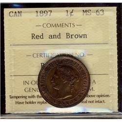 1897 1¢ ICCS MS63RB.