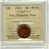 Image 1 : 1945 1¢ ICCS MS64RD. Planchet Flaw.