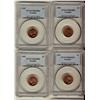 Image 1 : 1946, 1947,1950 & 1952 1¢ PCGS MS64RD.  Lot of 4 coins.