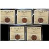 Image 1 : 1951 1¢ ICCS MS64RD.  Lot of 5 coins all red.