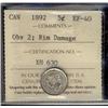 Image 1 : 1892 5¢ Obv 2, rim damage ICCS EF40.